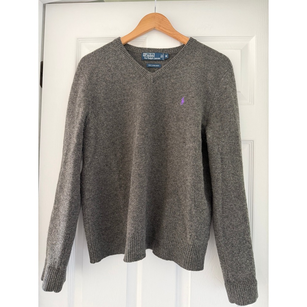Polo Ralph lauren Lambswool Gray V Neck Sweater